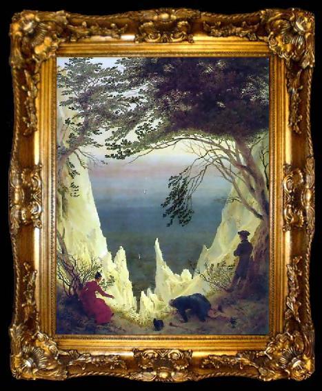 framed  Caspar David Friedrich Chalk cliffs on Rugen by Caspar David Friedrich, ta009-2