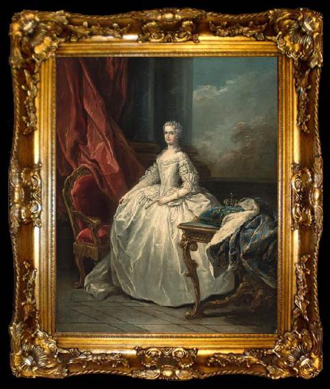 framed  Charles Amedee Philippe Van Loo Portrait of Queen Marie Leczinska, ta009-2
