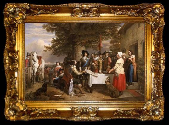 framed  Charles Landseer Charles I holding a council of war at Edgecote on the day before the Battle of Edgehill, ta009-2