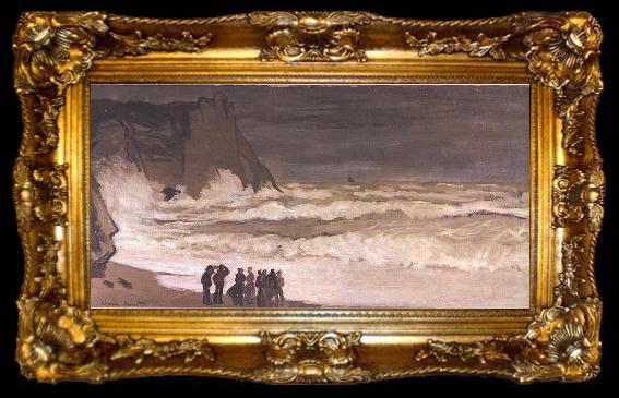 framed  Claude Monet Stormy sea at Etretat, ta009-2
