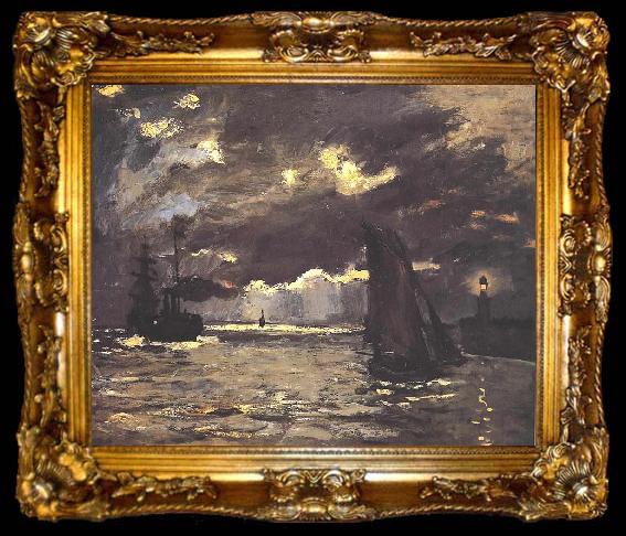 framed  Claude Monet A Seascape, Shipping by Moonlight, ta009-2