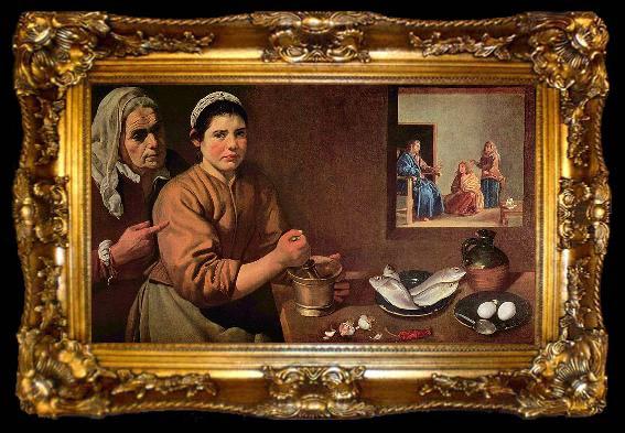 framed  Diego Velazquez Christus im Hause von Martha und Maria, ta009-2