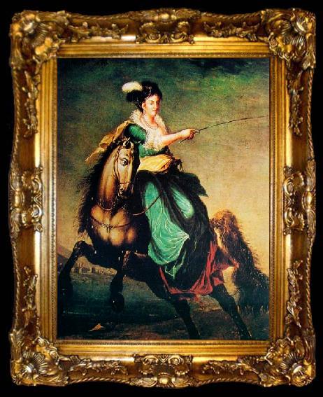 framed  Domingos Sequeira Equestrian portrait of Carlota Joaquina of Spain, ta009-2