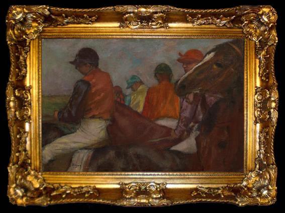 framed  Edgar Degas Jockeys, ta009-2