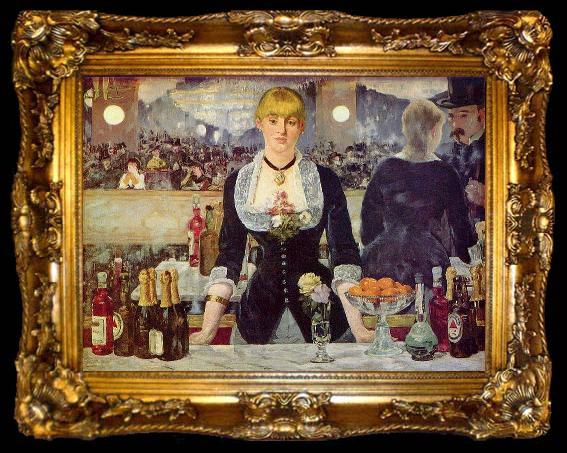 framed  Edouard Manet Bar in den Folies-Bergere, ta009-2