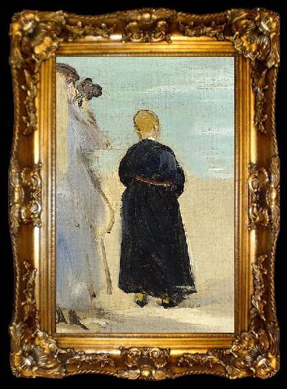 framed  Edouard Manet Sur la plage de Boulogne, ta009-2
