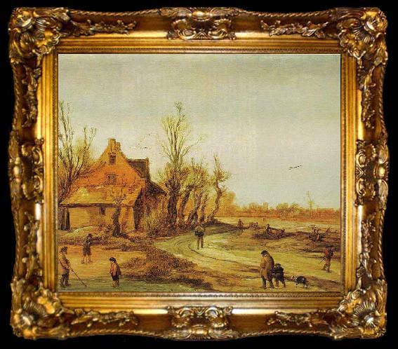 framed  Esaias Van de Velde A Winter Landscape, ta009-2