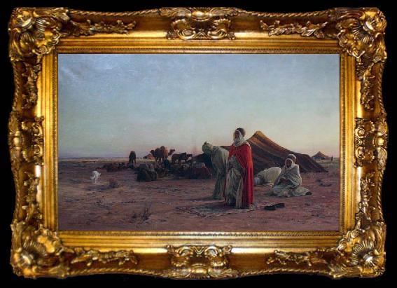 framed  Eugene Alexis Girardet Prayer in the Desert, ta009-2
