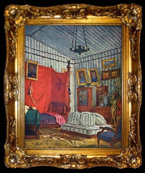 framed  Eugene Delacroix Schlafgemach des Grafen de Mornay, ta009-2