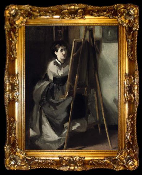 framed  Eva Gonzales Portrait of Sister as Artist, ta009-2