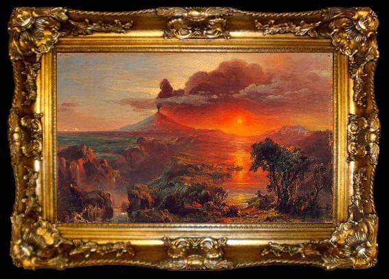 framed  Frederic Edwin Church Oil Study of Cotopaxi Frederic Edwin Church, ta009-2