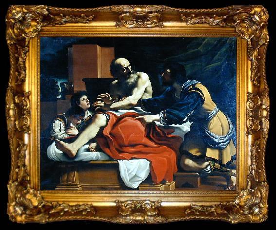 framed  GUERCINO Jacob, Ephraim, and Manasseh, painting by Guercino, ta009-2