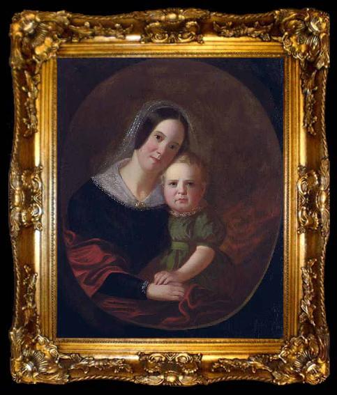 framed  George Caleb Bingham Mrs George Caleb Bingham (Sarah Elizabeth Hutchison) and son, Newton, ta009-2