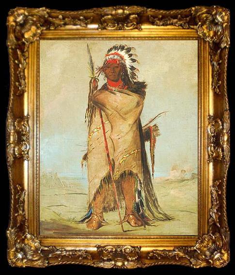 framed  George Catlin Fort Union 1832 Crow-Apsaalooke oil painting, ta009-2