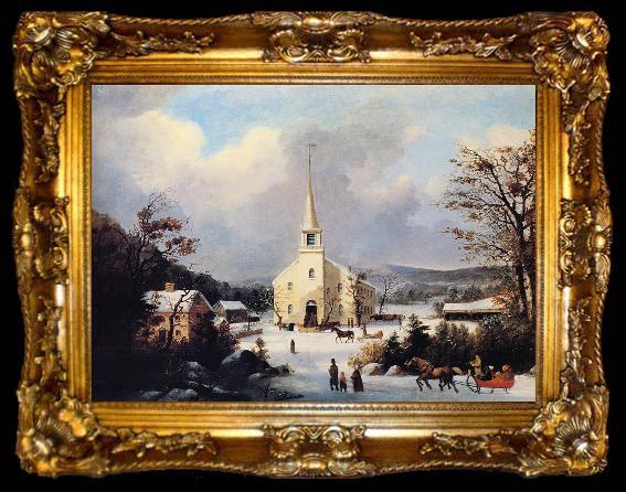 framed  George Henry Durrie Going to Church, ta009-2