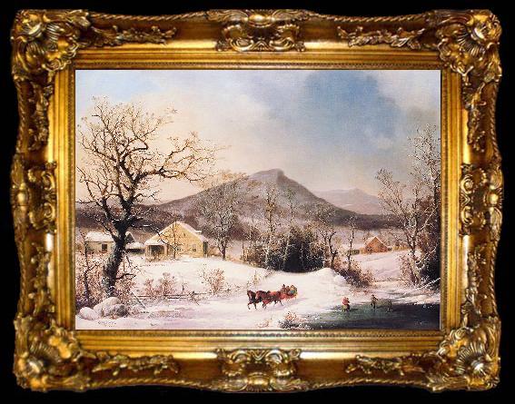 framed  George Henry Durrie Winter in the Country, ta009-2