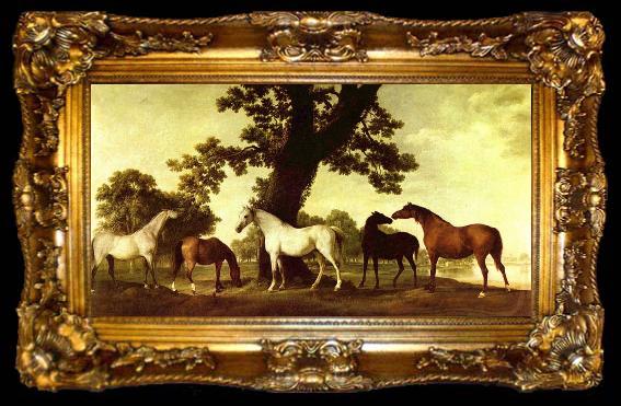 framed  George Stubbs Pferde in einer Landschaft, ta009-2
