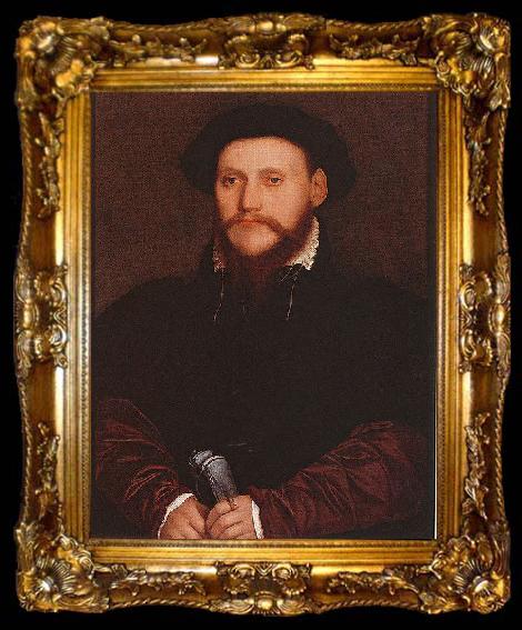 framed  Hans holbein the younger Portrait of an Unknown Man Holding Gloves, ta009-2