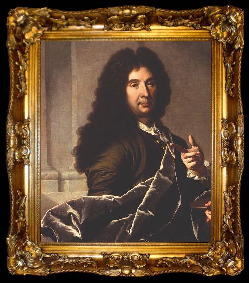 framed  Hyacinthe Rigaud Portrait of Charles Le Brun, ta009-2
