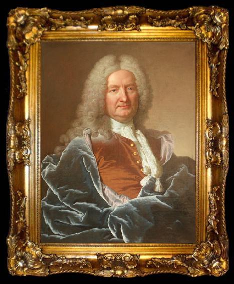 framed  Hyacinthe Rigaud Portrait de Jean-Francois de La Porte (1675-1745), seigneur de Meslay, fermier general, ta009-2