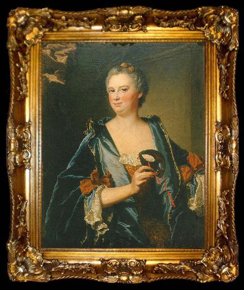 framed  Hyacinthe Rigaud Portrait of Marie-Madeleine Mazade, ta009-2