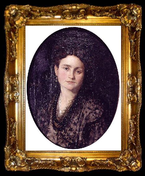 framed  Ignacio Pinazo Camarlench Retrato de Dona Teresa Martinez, esposa del pintor, ta009-2