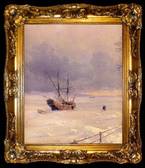 framed  Ivan Aivazovsky Frozen Bosphorus Under Snow, ta009-2