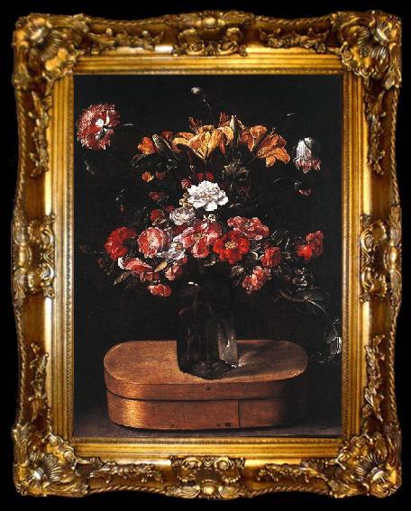 framed  Jacques Linard Bouquet on Wooden Box, ta009-2