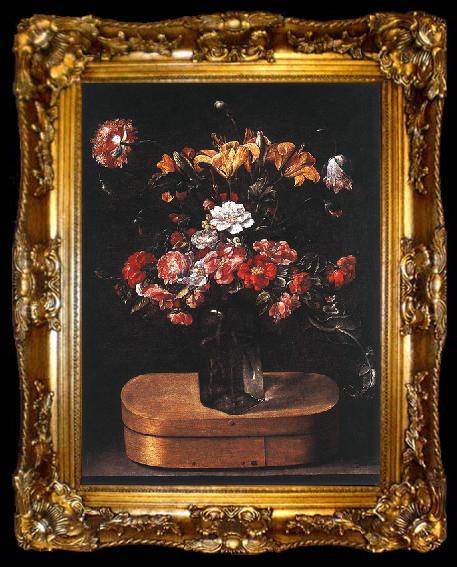 framed  Jacques Linard Bouquet on Wooden Box, ta009-2