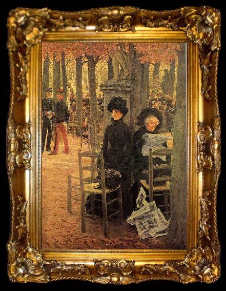 framed  James Tissot Without a Dowry aka Sunday in the Luxembourg Gardens, ta009-2