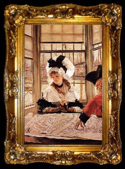 framed  James Tissot The Tedious Story, ta009-2