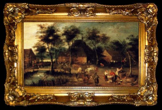 framed  Jan Breughel Village square, ta009-2