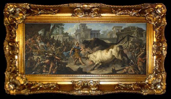 framed  Jean Francois de troy Jason taming the bulls of Aeetes, ta009-2