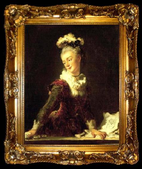 framed  Jean Honore Fragonard French dancer, ta009-2
