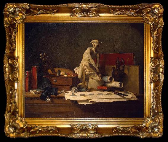 framed  Jean Simeon Chardin Still Life with Attributes of the Arts, ta009-2