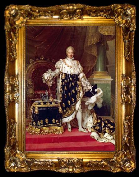 framed  Jean Urbain Guerin Portrait of the King Charles X of France in his coronation robes, ta009-2
