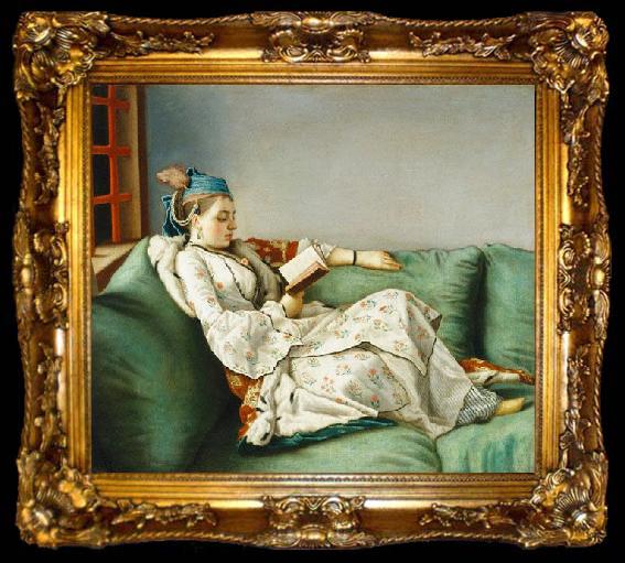 framed  Jean-Etienne Liotard Portrait of Marie Adelaide de France en robe turque, ta009-2