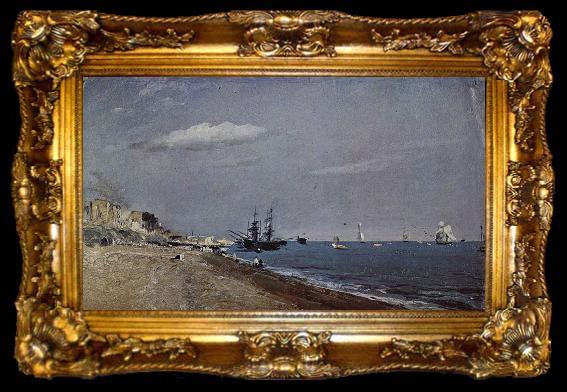framed  John Constable Beach of Brighton with sailing boats, ta009-2