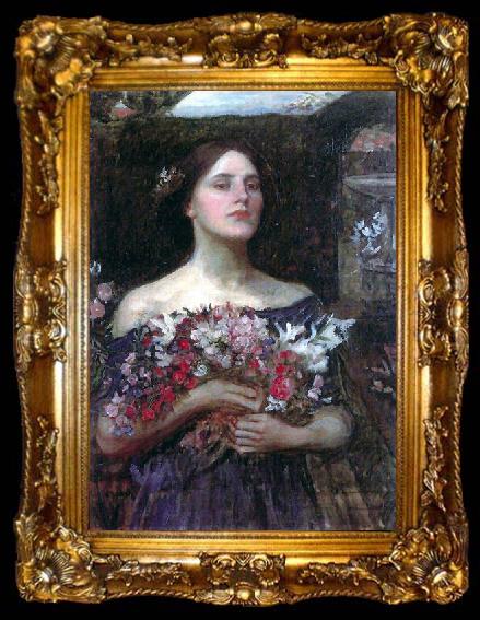 framed  John William Waterhouse Gather Ye Rosebuds, ta009-2
