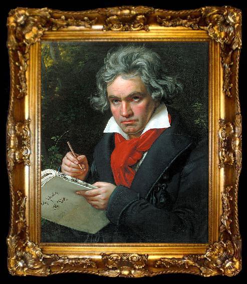 framed  Joseph Karl Stieler Portrait Ludwig van Beethoven when composing the Missa Solemnis, ta009-2