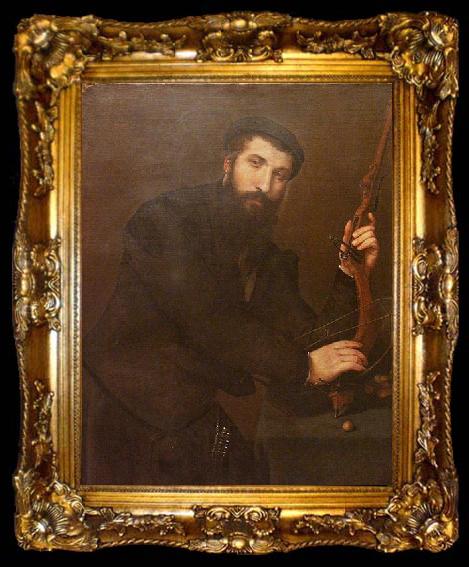 framed  Lorenzo Lotto Portrait of a Crossbowman, ta009-2