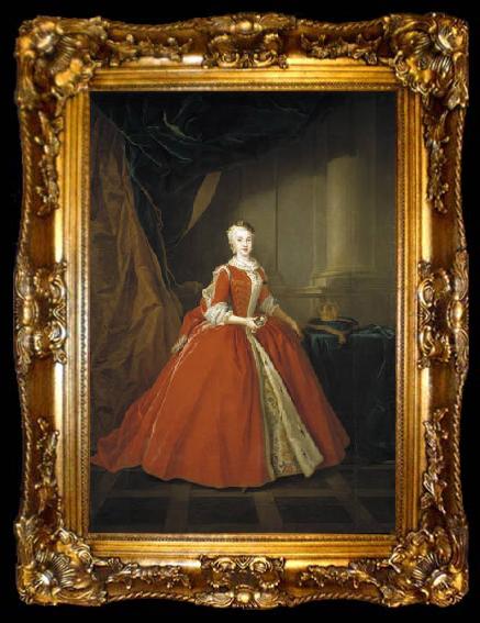 framed  Louis de Silvestre Portrait of the Princess Maria Amalia of Saxony in Polish costume., ta009-2