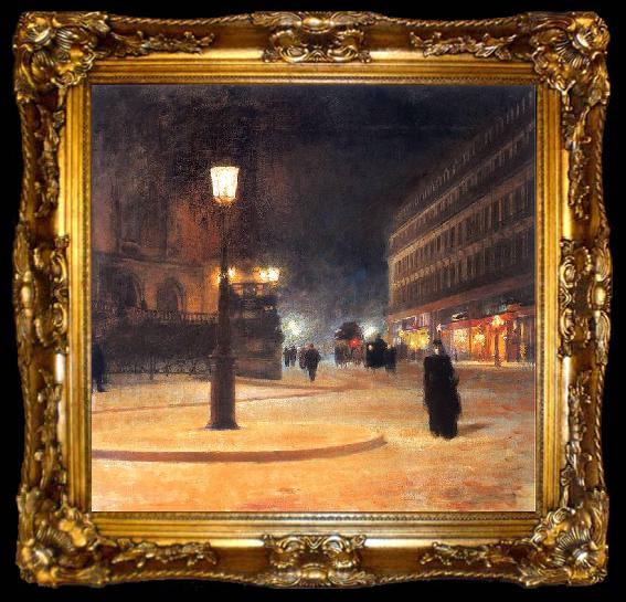 framed  Ludwik de Laveaux Parisian Opera at night., ta009-2