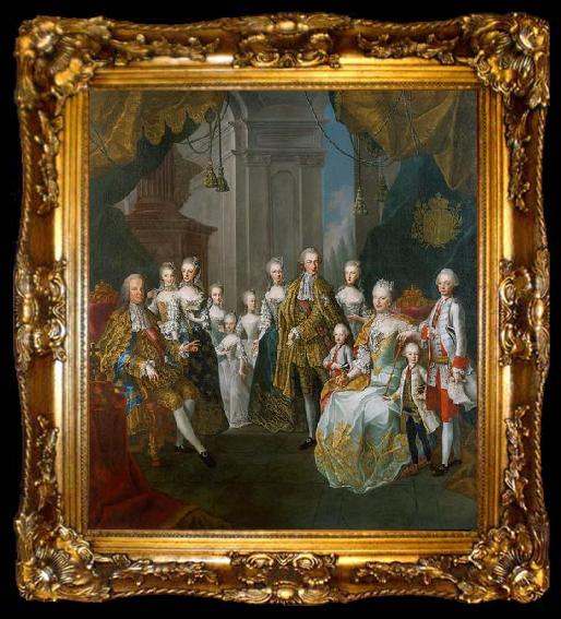 framed  Martin van Meytens Stephan und Maria Theresia mit elf Kindern, ta009-2
