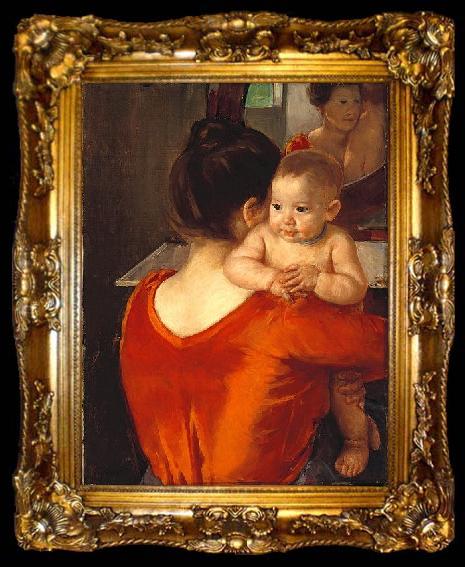 framed  Mary Cassatt Woman in a Red Bodice and Her Child, ta009-2