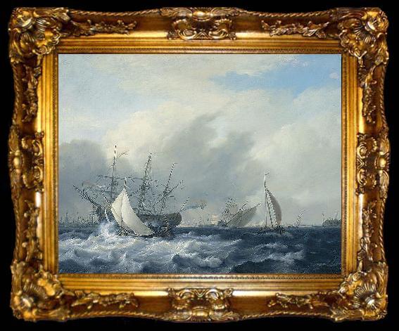 framed  Nicolaas Baur Warship 
