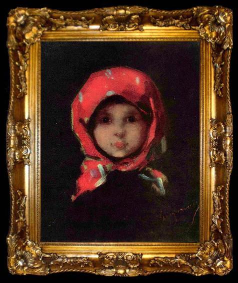 framed  Nicolae Grigorescu Portrait of a little girl, ta009-2