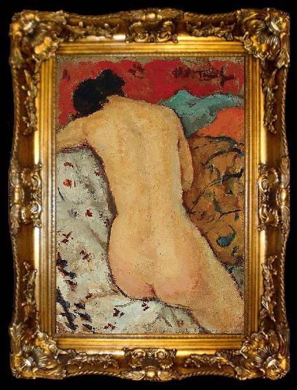 framed  Nicolae Tonitza Nud i iatac, ulei pe carton,, ta009-2