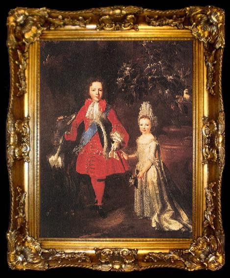 framed  Nicolas de Largilliere Portrait of Prince James Francis Edward Stuart and Princess Louisa Maria Theresa Stuart, ta009-2