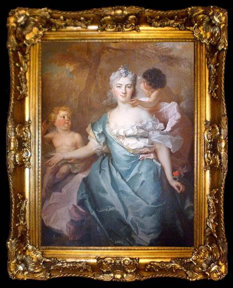 framed  Nicolas de Largilliere La marquise de la Tour Maubourg et ses deux filles, ta009-2